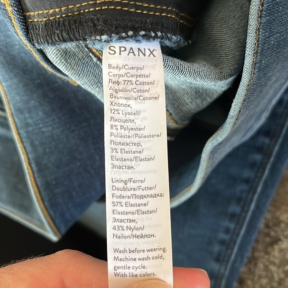 Spanx Distressed Ankle Jeans High Waist Blue Size 1X Skinny Jean Jegging - Picture 5 of 10